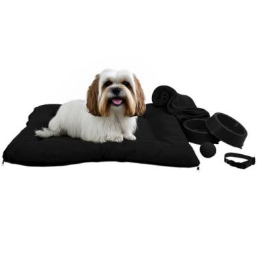 Imagem de Kit Colchonete Pet Grande Mantinha Comedouro Coleira Bolinha - Supri P