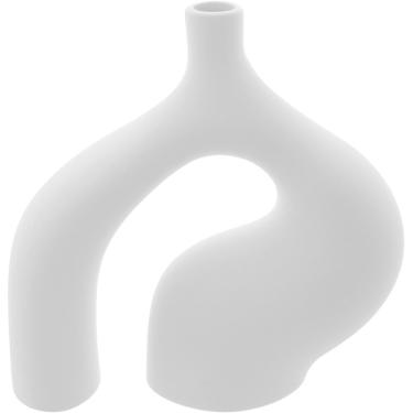 Imagem de VASO DECORATIVO ENFEITE PLANTA CERÂMICA 24x24x3cm BRANCO