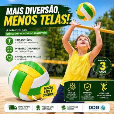 Imagem de Bola Vôlei Infantil Vinil Macia Inflável Brinquedo Criança 3+ - DDG Im