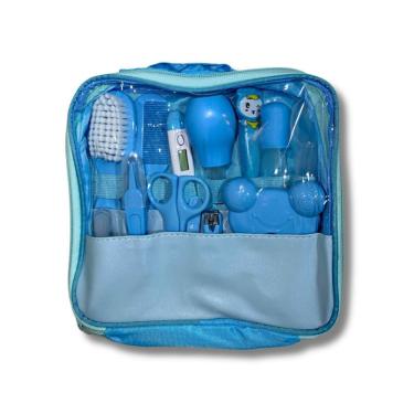 Imagem de Kit Higiene para Bebê Kit 13 Cuidado Recém Nascido Essencial 13 Peças com Bolsa Azul e...