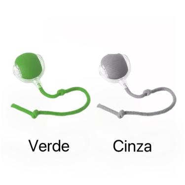 Imagem de Brinquedo para Gatos OEM Bola de Rolamento Automática Cauda Falsa Recarregável em ABS Verde+Cinza 1 Unidade