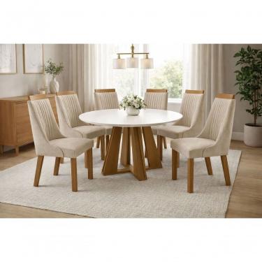 Imagem de Sala De Jantar Redonda 6 Cadeiras - Agnes- Domus Móveis