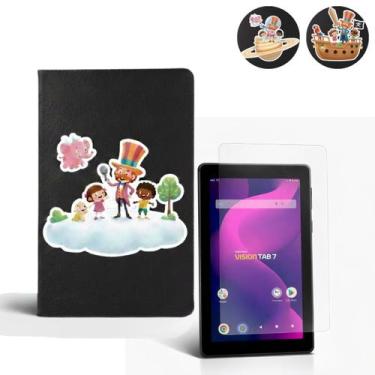 Imagem de Kit Infantil Tablet Vision Tab 7 Capa Giratória Estampada e Película -