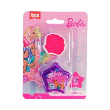 Imagem de Apontador Com Deposito + Borracha Escolar Barbie - Tris  Magico  Perso