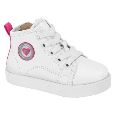 Imagem de Tênis Infantil Feminino Molekinha Bebe Cano Alto, Branco, 21