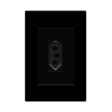 Imagem de Tomada 20A Simples 2p+t Com Placa Espelho Black Linha Dubai 127v e 250