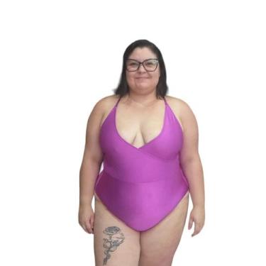 Imagem de Maiô Feminino Canelado Transpassado - Muito Chic Modas, Fúcsia, M