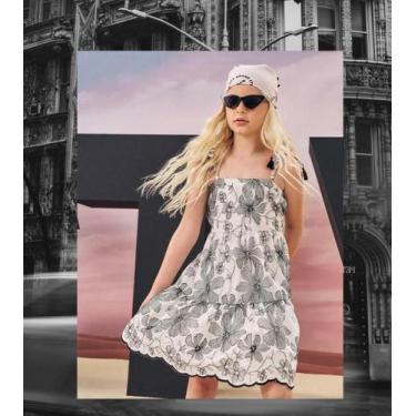 Imagem de Vestido infantil Menina Floral Bordado Catavento, Branco, 12, Meninas