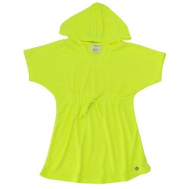 Imagem de Saída de Praia Infantil Atoalhada com Capuz Amarelo Neon Everly, 6-8