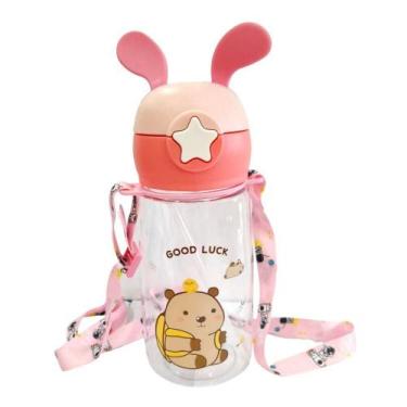 Imagem de Squeeze Infantil 450 ml com Tampa e Alça Rosa - Quanhe