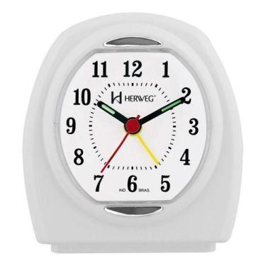 Imagem de Relogio despertador herweg 2633-021 branco, BRANCO