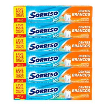 Imagem de Kit Creme Dental Sorriso Dentes Brancos 180g 6 Unidades