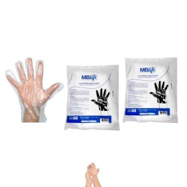 Imagem de Luva Plástica Descartável Transparente Resistente 100u kit 3 - Inoven
