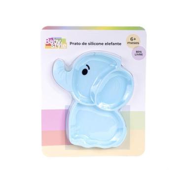 Imagem de Prato silicone elefantinho  tres divisorias baby style - Tapuzim, Azul