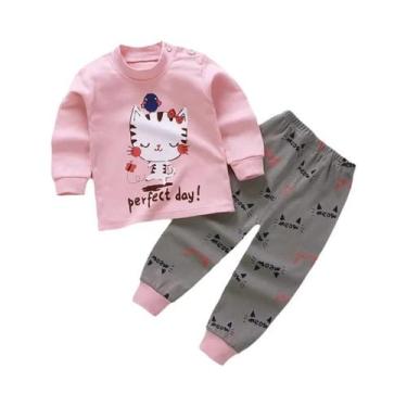 Imagem de Pijama Infantil Unissex Com Estampa De Desenho Animado, Conjunto De Ma