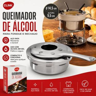 Imagem de Queimador alcool aco inox 14,5 cm x 9,5 cm x 4,3 cm - Clinck