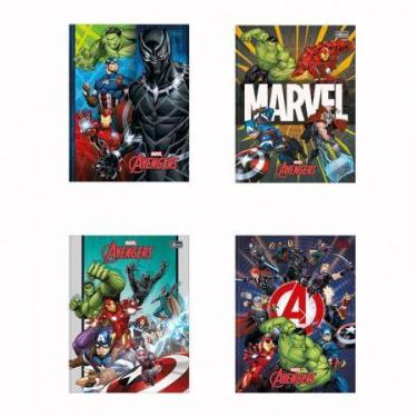Imagem de Caderno brochurão capa dura universitário 1x1 80 folhas Os Vingadores 