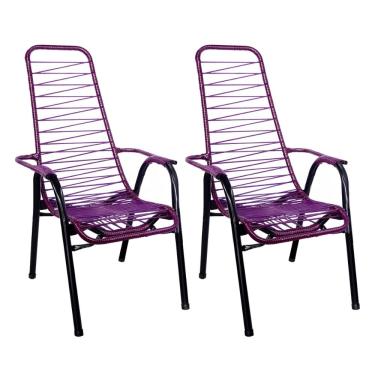 Imagem de Kit 2 Cadeiras de Área e Varanda Reforçada de Fio Lilás Fortmix