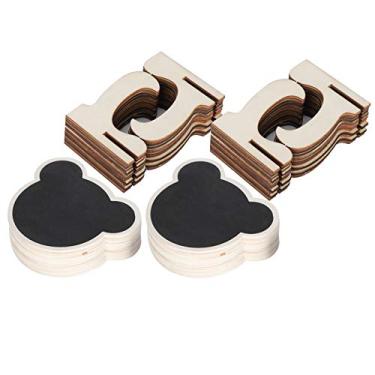 Imagem de Conjunto de 2 miniquadros-negros, quadros-negros de madeira retangulares com mensagens, mini placas de madeira para quadro-negro pequenos casamentos, festas, decoração, quadros-negros