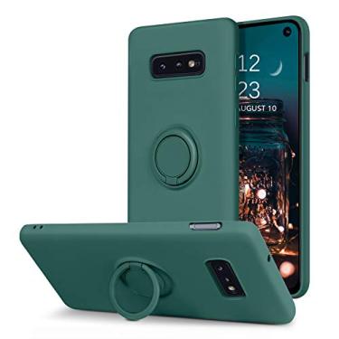 Imagem de BENTOBEN Capa para Samsung Galaxy S10e, borracha macia de silicone fina com suporte de anel de 360°, suporte para carro, capa protetora à prova de choque para Samsung Galaxy S10e de 5,8 polegadas (2019), verde meia-noite