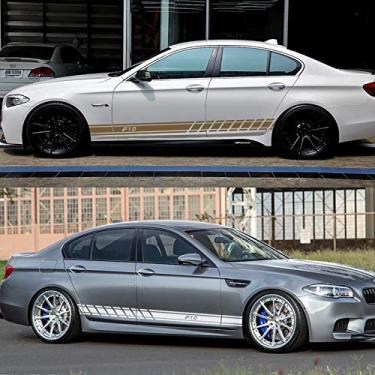 Imagem de MVMTVT para BMW F10 Série 5 F01 F02 F07 F11 F12 F13 F15 F16 F17 F18 F20 F24 F25 2 PÇS Saia lateral de carro Listras Adesivos cativantes