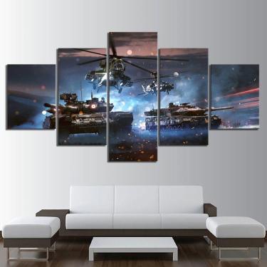 Imagem de Quadro Decorativos Battlefield com 5 peças 130x65 m05