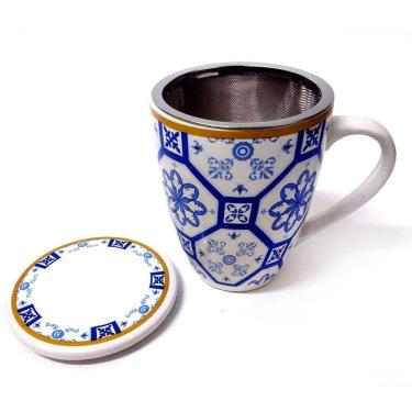 Imagem de Caneca Grande De Porcelana Com Tampa E Infusor