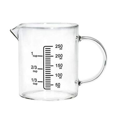 Imagem de Fenteer Copo de medição de vidro, [Alça de aderência, bico em forma de V, copo medidor de vidro de borossilicato alto para cozinha ou restaurante, fácil de ler - 250 ml