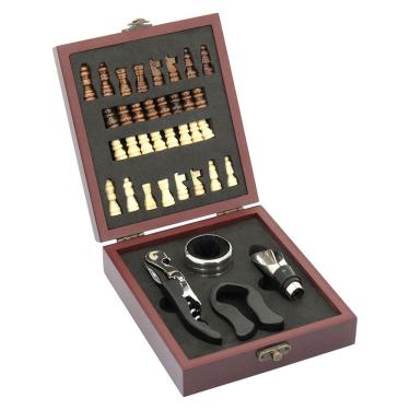 Imagem de ADONGO JG ACESSÓRIOS VINHO 5x17x15cm INOX 5PÇ COM JG XADREZ