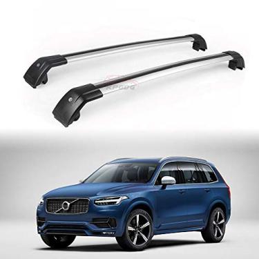Imagem de 2 peças serve para Volvo XC90 XC 90 2015-2022 barra transversal de alumínio ajustável trilho de teto, bagagem, bagagem, bagagem, bagagem, bagagem, bagagem, bagagem, bagagem, bagagem, bagagem, bagagem, bagagem, bagagem, bagagem, porta-malas