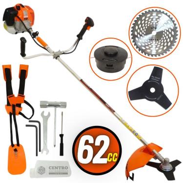 Imagem de Roçadeira Lateral Vulcan Vr620h À Combustão 2 Tempos 62cc 3hp 10500rpm de Alta Potencia Com Kit de Ferramentas Cinto Duplo + Lâmina de Videa 40 Pontas