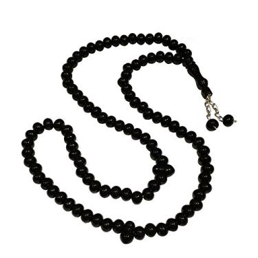 Imagem de Monômero preto Tasbih 7 x 8 mm Eid especial com 2 contas de corrente acima de Alif contas de oração de tamanho médio (Tesbih-Tasbeeh-Misbaha-Masbaha-Subha-Sebha-Sibha) em caixa de presente, Medium