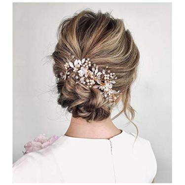 Imagem de Pente de cabelo de casamento de ouro feito à mão com clipe de cabelo de noiva para casamento feminino da SweetTV