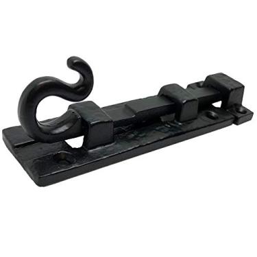 Imagem de (2) – 13 cm preto – trincos de parafuso de porta de rabo de macaco – trava de porta de estilo antigo DB-110 para portões, portas, armário, armário, celeiro deslizante e portas de fenda – em ferro fundido preto vintage – DB-110