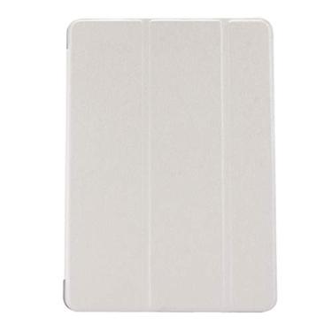 Imagem de Capa ultrafina para iPad 9,7 (2018) e iPad 9,7 polegadas (2017) e iPad Air Textura de seda horizontal flip capa de couro com suporte de três dobras (preto) capa traseira do tablet (cor: branco)