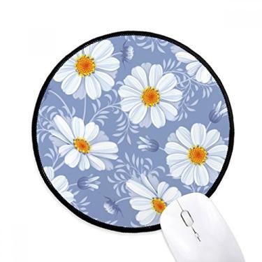 Imagem de Tapete de mouse branco para computador com planta de flores e calliopsis