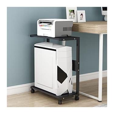 Imagem de KIZQYN Suporte de impressora PC de madeira maciça prateleira de impressão de anfitrião prateleira de impressora do chão ao teto rack de armazenamento multicamadas rack de armazenamento de mesa de escritório suporte de chassi impressora de mesa (cor: D)