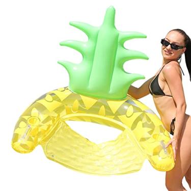 Imagem de Flutuador inflável gigante da piscina do abacaxi,Inflável Piscina Espreguiçadeira Float Tamanho Adulto Com Encosto | Espreguiçadeira de piscina inflável apta para rede de piscina, sofá de ar Aocate
