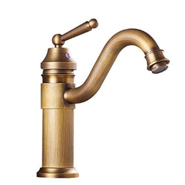 Imagem de Torneira para pia do banheiro torneira de água quente e fria bronze antigo torneira do banheiro latão furo único retro torneira da pia do banheiro torneira do lavatório preto, antigo B (cor: antigo A)