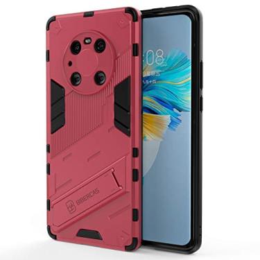 Imagem de WANRI Capa de telefone compatível com capa de telefone Huawei MATE 40 PRO, suporte de capa protetora à prova de choque, para proteger a câmera, capa protetora de capa de celular PC e TPU (cor: rosa)
