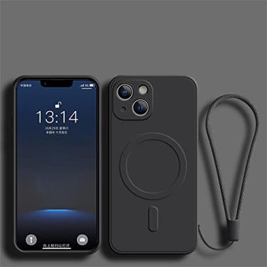 Imagem de Capa de pulseira de silicone para iPhone 14 13 12 11 Mini Pro XS Max XR X 8 7 Plus Capa de carga magnética sem fio, preta, para iPhone 8