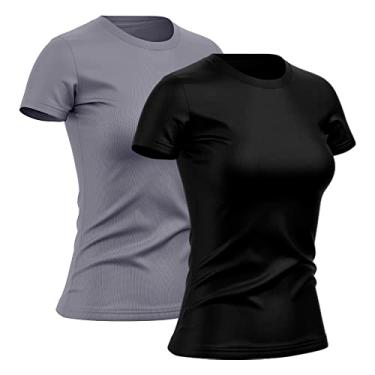 Imagem de Kit 2 Camisetas Feminina Dry Básica Lisa Proteção Solar UV Térmica Camisa Blusa, Tamanho GG