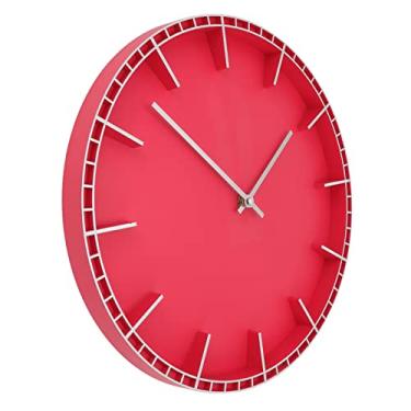 Imagem de Relógio de Parede Moderno para Casa, Inovador e Elegante, Fácil de Ler, que Evita o Tique-taque Relógio de Parede Silencioso para Cozinha Em Casa (5686 Prata com Vermelho (37,7x3cm / 14,8x1,2in))