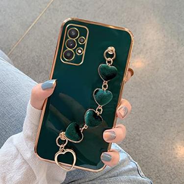 Imagem de Love Heart Bracelet Plating Case On For Samsung Galaxy A52 A53 A73 A13 A32 4g 5g Chain Silicone A 52 32 13 73 A72 A23 A33 Cover,Emerald Green,Note 20