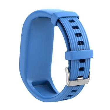 Imagem de SERDAS Pulseira de relógio de silicone de substituição para pulseira Garmin Vivofit 3/Vivofit JR/Vivofit JR 2 (Cor: azul celeste)