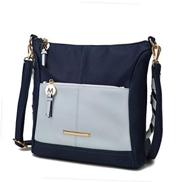 Imagem de MKF Bolsas transversais femininas – Couro PU – Bolsa mensageiro lateral média sobre o ombro, Nala Cb azul-claro