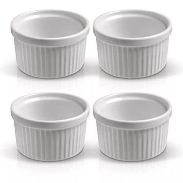 Imagem de Kit 4 Ramekin Cerâmica Branco 50ml Molheira Potinho