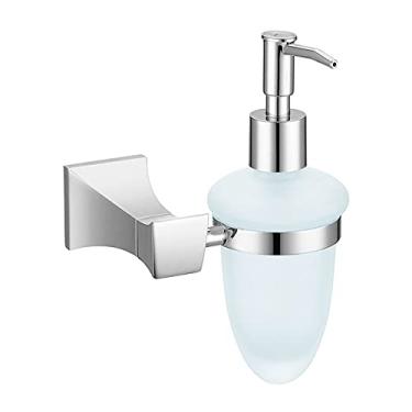 Imagem de Barras de toalheiro polonês cromado Anel Gancho Suporte de papel quadrado Copo de vidro Saboneteira Escova de banheiro Cabide de parede Conjunto de acessórios, dispensador de sabonete