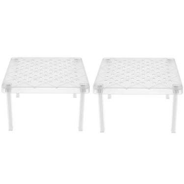 Imagem de Kit 2 Organizador De Armário Prateleira Empilhável Quadrada Natural