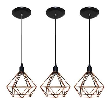 Imagem de Kit com 03 Luminarias Pendente Aramado Modelo Diamante (Cobre)